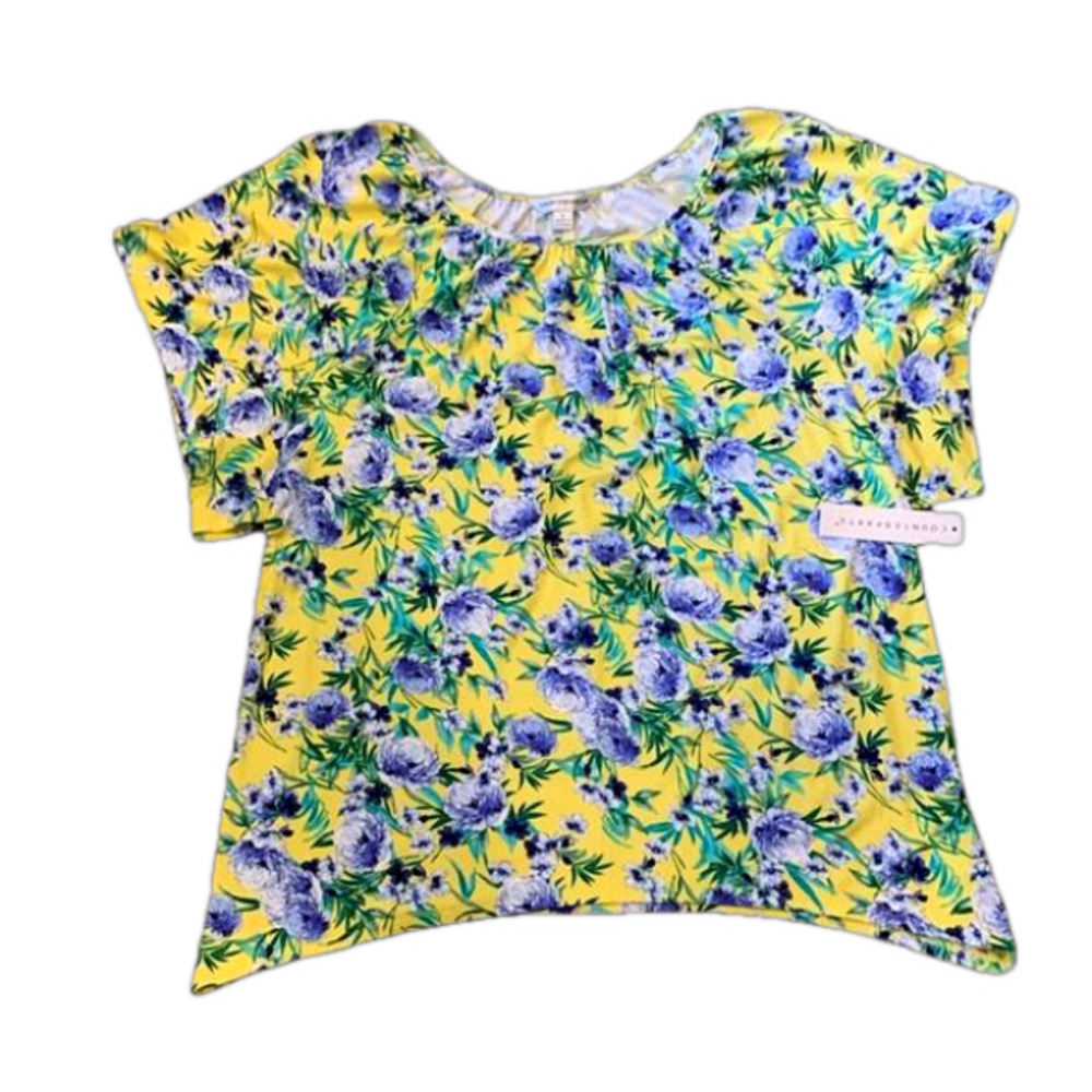 Counterparts NWT Yellow / Blue Floral Print Split Under Sleeve Oversized Small